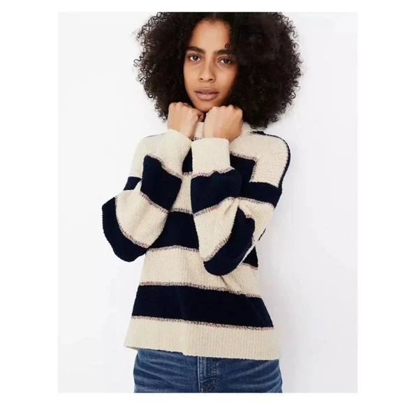 Madewell Striped Lakeville Pullover Sweater in Bone, Size S - Picture 2 of 14